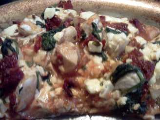 Chicken, Spinach, Sun-Dried Tomato, and Feta Pizza