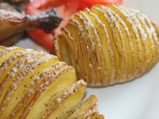 Garlic Hasselback Potatoes With Herbed Sour Cream