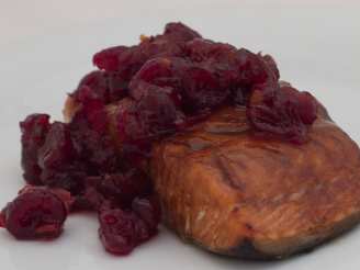 Cedar Planked Fresh Salmon Fillet With Spiced Cranberry Relish