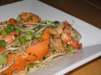 Prawn and Salmon Stir Fry With Lemon Grass and Mint