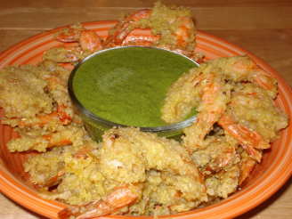 Peruvian Quinoa Shrimp Chicharrones With Green Aji Sauce
