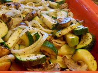 Roasted Zucchini, Mushrooms, and Onions