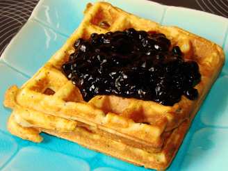 Lemon-Poppy Seed Waffles with Blueberry Sauce