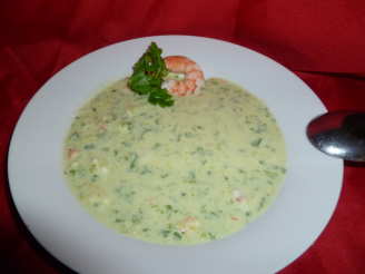 Chilled Cucumber, Avocado and Shrimp Soup