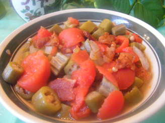 Southern Okra and Tomatoes With Bits of Bacon