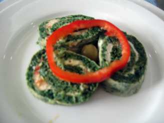 Spinach Roulade With Cream Cheese & Peppers