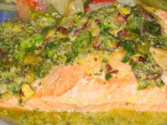 Salmon with Pistachio Basil Butter