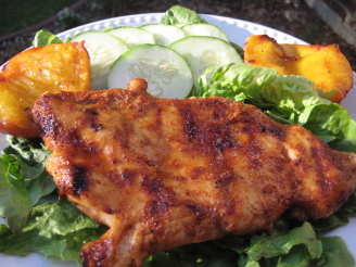 Grilled fruity balsamic chicken with cilantro salad.