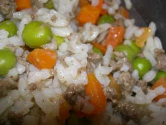 Beef, Rice, Peas and Carrots One Dish Meal