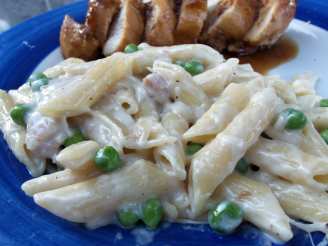 Quick Four Cheese Pasta With Bacon and Peas