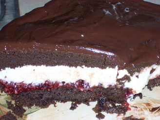 Fudgy Chocolate Layer Cake With Raspberry Chambord Whipped Cream