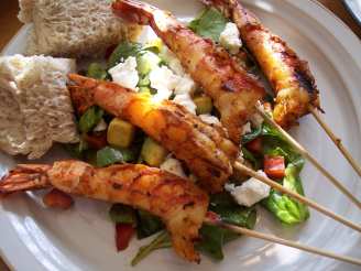 Grilled Shrimp Skewers With Spinach Salad
