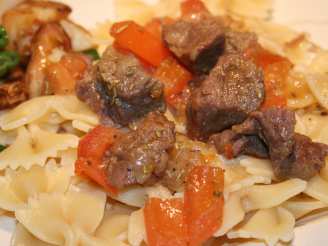 Rosemary Beef and Tomato over Noodles