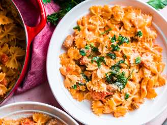 Pasta with Sausage, Tomatoes, and Cream