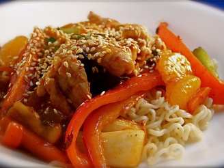 Mandarin Pork Stir-Fry With Sesame Noodles