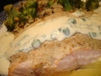 Baked Horseradish Salmon With Chardonnay Chive Butter Sauce