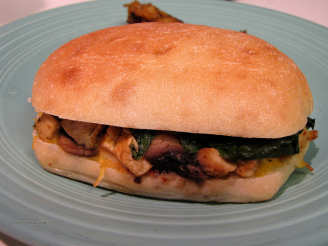 Warm Chicken Sandwiches W/ Mushrooms, Spinach, and Cheese