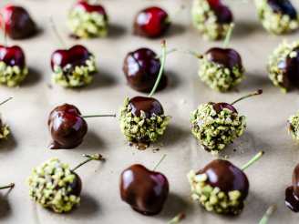 Chocolate-Dipped Cherries With Pistachios