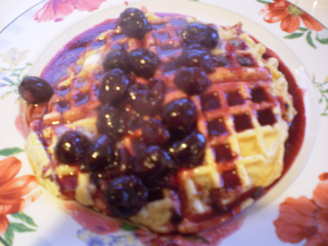 Pecan Whole-Wheat Waffles With Cherry Sauce