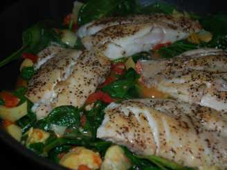 Sauteed Snapper With Plum Tomatoes and Spinach