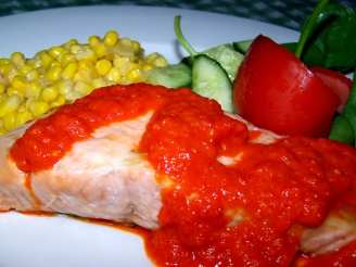 Broiled Salmon with Sweet Red Pepper Sauce