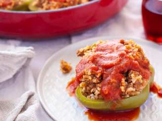 Ground Beef Stuffed Green Bell Peppers II - Oven or Crock Pot