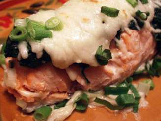 Poached Salmon With Spinach and Cheese