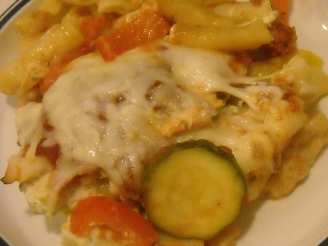 Grilled Chicken & Veggie Three Cheese Pasta Bake