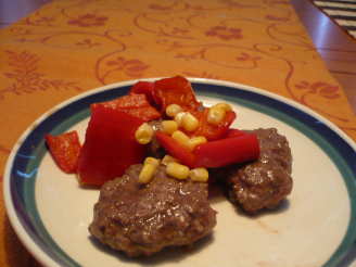 Teriyaki Ground Beef Paillards With Corn and Red Pepper Relish