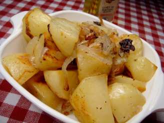 Roasted New Potatoes With Caramelized Onions and Truffle Oil