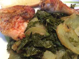 Roasted Chicken Legs With Potatoes and Kale