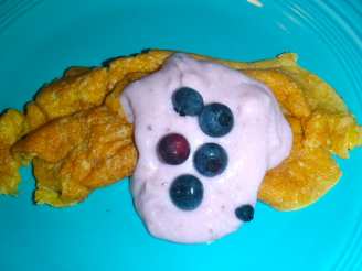 Peanut Butter Protein Pancake With Blueberry Vanilla Topping