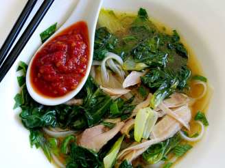 Hanoi Noodle Soup With Chicken, Baby Tatsoi, and Bok Choy