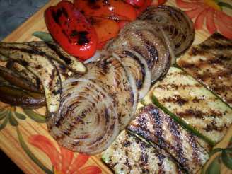 Grilled Zucchini, Onions, and Red Peppers