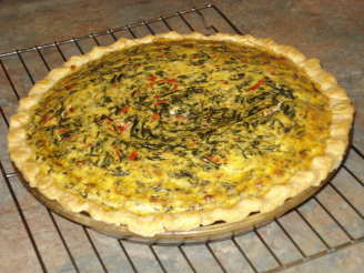 Fluffy Spinach, Onion and Roasted Red Pepper Quiche With Gruyere