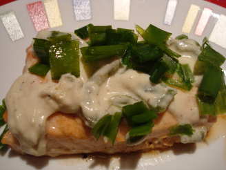Baked Salmon (with Lime, Jalapeno Chive and Sour Cream Sauce)
