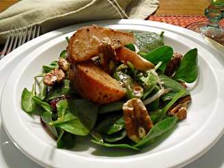 Warm Apple Vinaigrette With a Roasted Pear & Spinach Salad