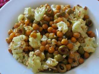 Roasted Cauliflower, Chickpeas, and Olives