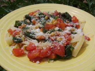 Spinach, Tomato, and Pine Nut Fettuccine