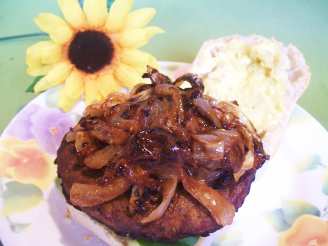 Open-Face Veg Burgers With Sauteed Onions