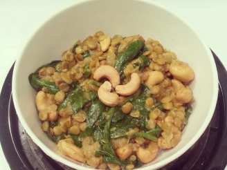 Coconut Red Lentils With Spinach, Cashews & Lime (Vegan)
