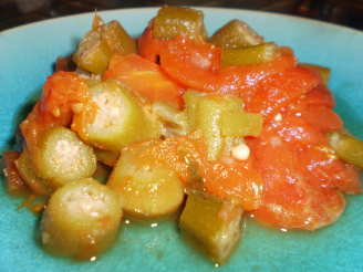 Okra With Tomatoes -- Bamies Me Saltsa