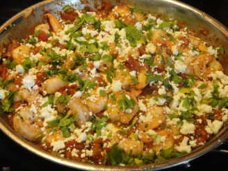 Flambéed Shrimp With Tomatoes, Feta Cheese, and Ouzo