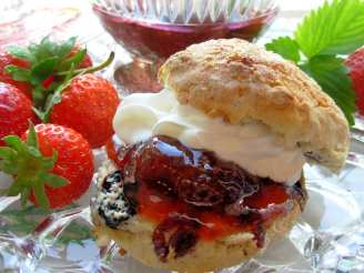 English Scones With Mixed Summer Berries and Cream