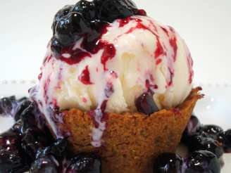 Blueberry-Lavender Sauce and Gingersnap Ice Cream Cups