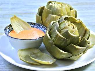 Roasted Red Pepper Aioli and Steamed Artichokes
