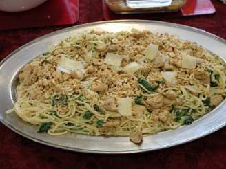 Spaghetti With Mascarpone, Lemon, Spinach and Hazelnuts