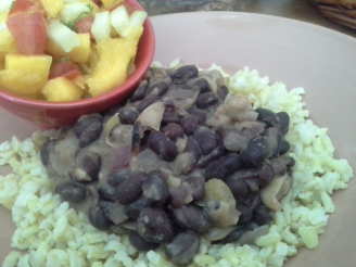 Caribbean Black Beans With Mango Salsa over Brown Rice