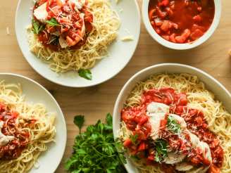 Paul Newman's Spicy Chicken over Angel Hair