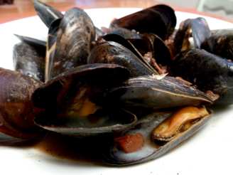 Grilled Mussels With Red Wine and Chorizo